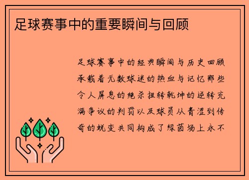 足球赛事中的重要瞬间与回顾